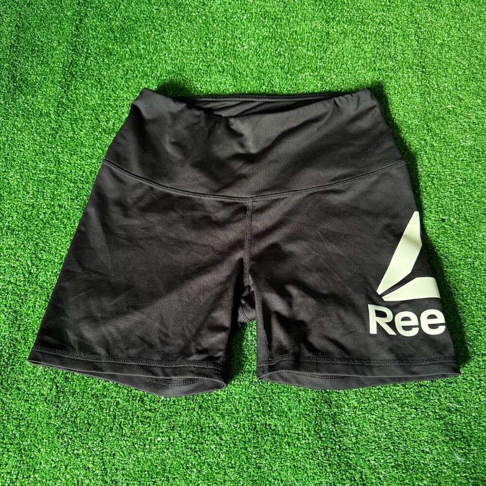 Reebok Midrise Black Compression Biker Gym Training Yoga Shorts Size S